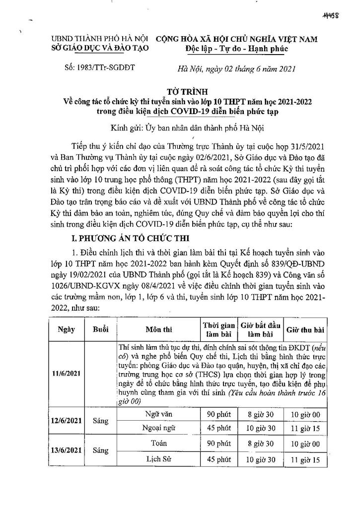 Thông báo về công tác tuyển sinh vào lớp 10 THPT