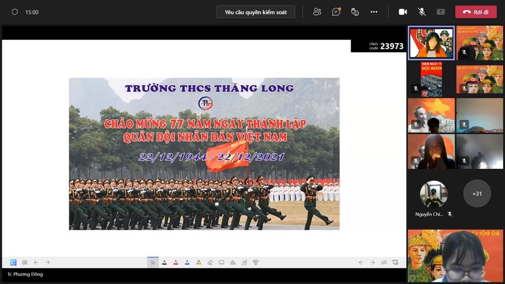 Trường THCS Thăng Long tổ chức Lễ kỉ niệm ngày thành lập Quân đội nhân dân Việt Nam