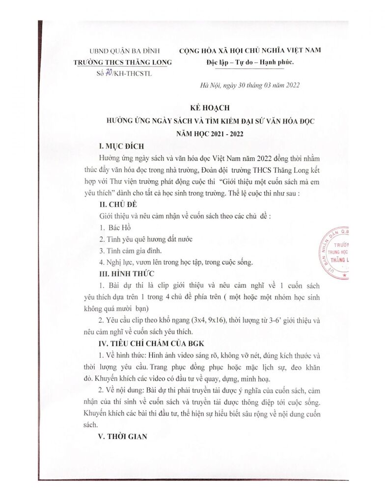 Thể lệ cuộc thi " Giới thiệu cuốn sách mà em yêu thích"