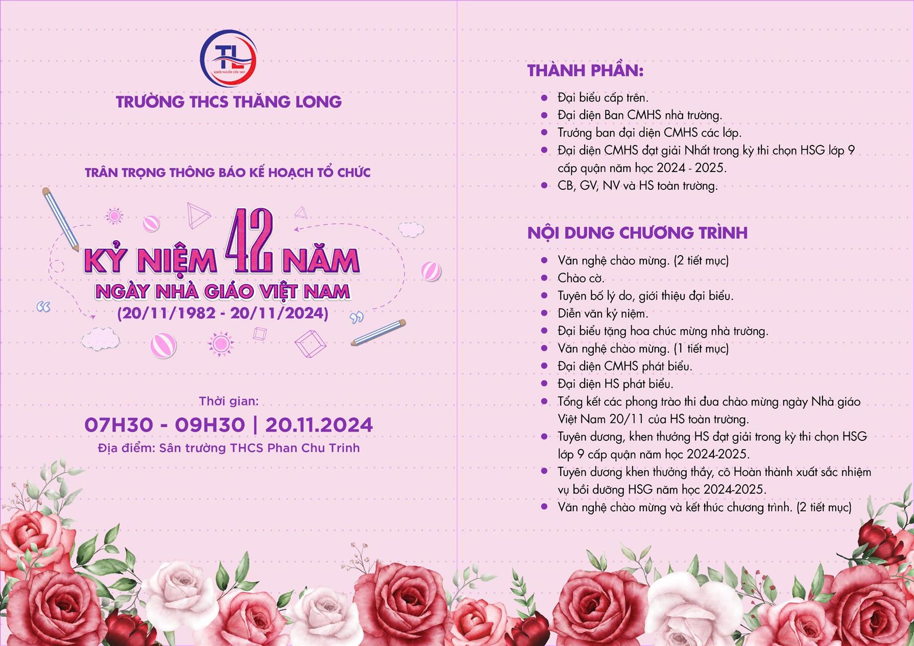 THCS Thăng Long - Ngày tri ân! Trân trọng chào đón các thế hệ Thầy và Trò nhà trường!