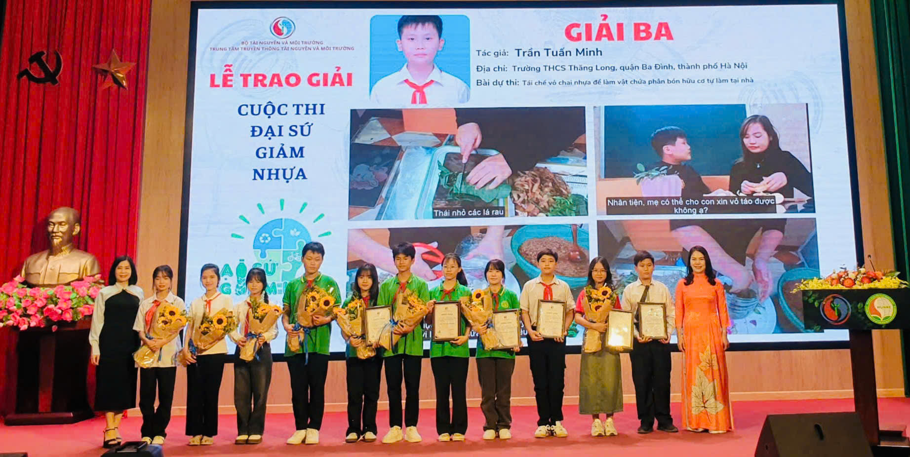 Trần Tuấn Minh lớp 7D trường THCS - Thăng Long -  Một đại sứ giảm nhựa nhí với tinh thần sống xanh