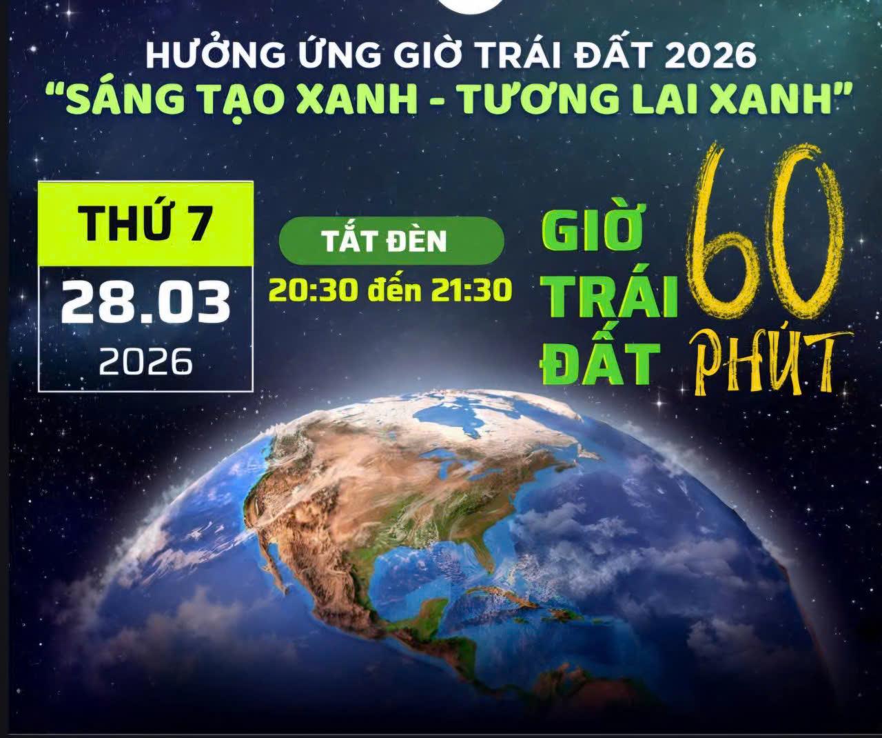 Hưởng ứng giờ Trái Đất 2026 "Sáng tạo xanh - Tương lai xanh"